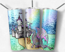 Load image into Gallery viewer, Fantasy Dragon and Princess Stained Glass