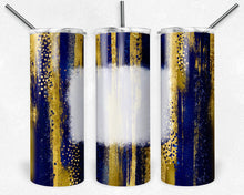 Load image into Gallery viewer, Blue and Yellow Gold Brush Strokes with Bleach Spot