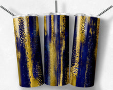 Load image into Gallery viewer, Blue and Yellow Gold Brush Strokes