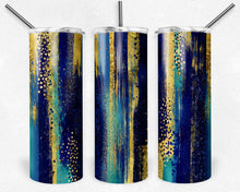 Load image into Gallery viewer, Blue Teal and Gold Brush Strokes