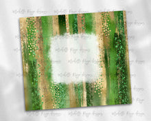 Load image into Gallery viewer, Green and Gold Brush Strokes with Bleach Spot
