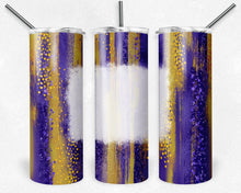 Load image into Gallery viewer, Purple and Yellow Gold Brush Strokes with Bleach Spot
