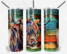 Load image into Gallery viewer, Floral Highland Cow on Wood Grain