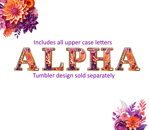 Paper Cut Flowers Alphabet - Coral, Purple and Pink PNG Alphabet