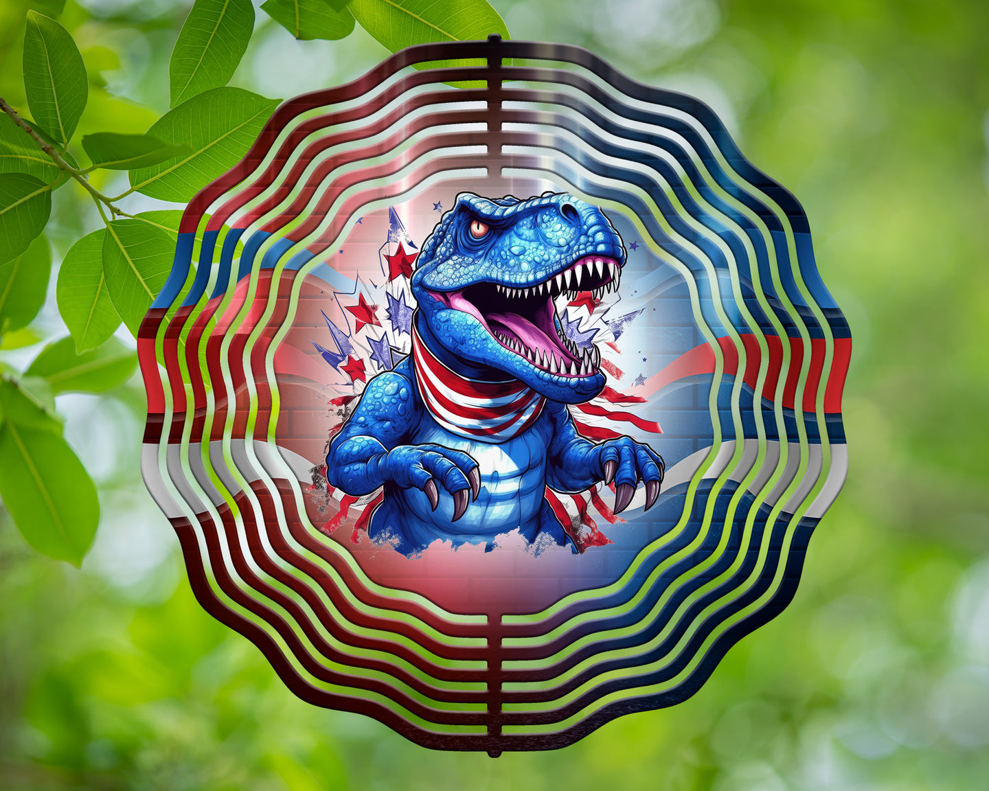 4th of July Trex Dinosaur Wind Spinner