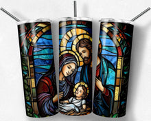 Load image into Gallery viewer, Mary Joseph and Jesus  Stained Glass Design