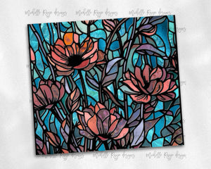 Fall Flowers Stained Glass Design