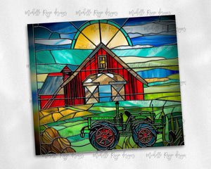 Farm and Tractor Stained Glass