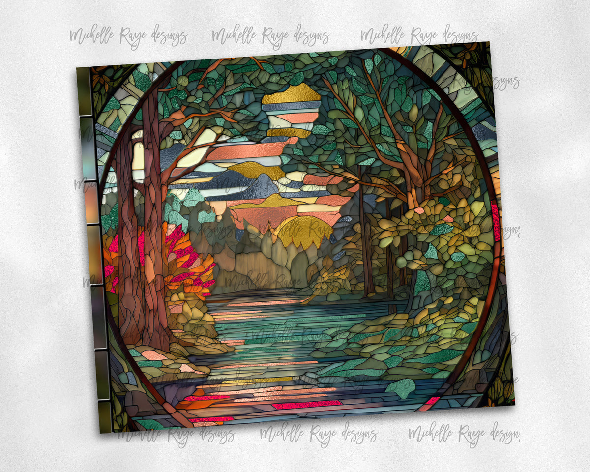 Lake and Mountains Stained Glass – Michelle Raye Designs