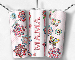 MAMA Flower Glitter Sticker Design