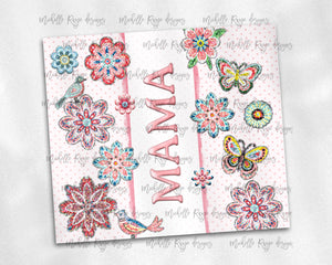 MAMA Flower Glitter Sticker Design