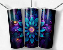 Load image into Gallery viewer, Kaleidoscope psychedelic teal and purple flowers 1