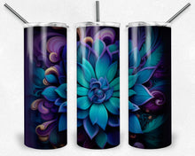 Load image into Gallery viewer, Kaleidoscope psychedelic teal and purple flowers 3