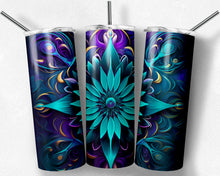Load image into Gallery viewer, Kaleidoscope psychedelic teal and purple flowers 4