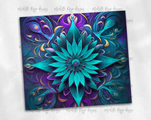 Load image into Gallery viewer, Kaleidoscope psychedelic teal and purple flowers 4