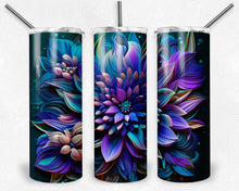 Load image into Gallery viewer, Kaleidoscope psychedelic teal and purple flowers 5