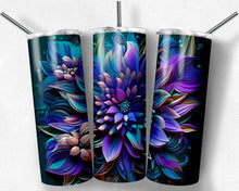 Load image into Gallery viewer, Kaleidoscope psychedelic teal and purple flowers 5