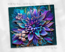 Load image into Gallery viewer, Kaleidoscope psychedelic teal and purple flowers 5