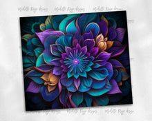 Load image into Gallery viewer, Kaleidoscope psychedelic teal and purple flowers 6