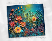Load image into Gallery viewer, Quilled paper flowers design on teal