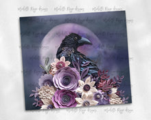 Load image into Gallery viewer, Raven and full moon with quilled flowers