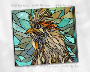 Brown Silkie Chicken Stained Glass