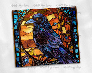Raven in Stained Glass Design