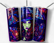 Load image into Gallery viewer, Stained Glass  Halloween Witch Tumbler Design