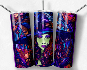 Stained Glass  Halloween Witch Tumbler Design