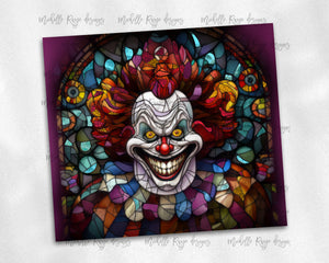 Halloween Spooky Clown Stained Glass Design