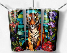Load image into Gallery viewer, Tiger and flowers Stained Glass