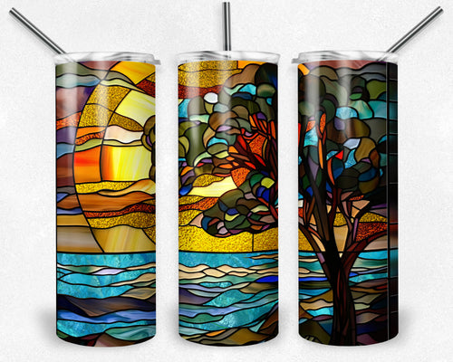 Shoreline and Tree Stained Glass
