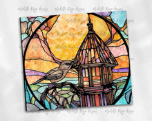Load image into Gallery viewer, Wren and bird house Stained Glass
