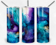 Load image into Gallery viewer, Alcohol Ink Purple Teal Gold