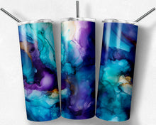 Load image into Gallery viewer, Alcohol Ink Purple Teal Gold