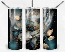 Load image into Gallery viewer, Botanical flowers blue gold silk