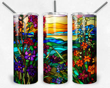 Load image into Gallery viewer, Brightly colored wildflowers stained glass
