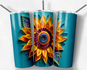 Quilled Sunflower Tumbler Design