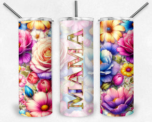 Bright Watercolor flowers 101b Matches tumbler Design 101