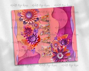 Paper Cut Flower Design with MAMA - Coral, Purple and Pink