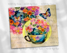 Load image into Gallery viewer, Teacup on Yellow  with flowers and butterfly