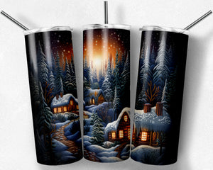 Winter Cabins Embroidered Design