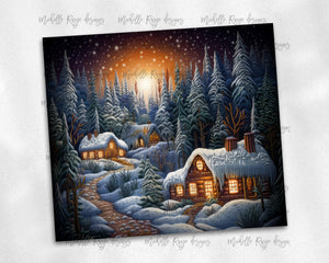 Winter Cabins Embroidered Design