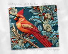 Load image into Gallery viewer, Cardinal and Flowers Embroidered Design