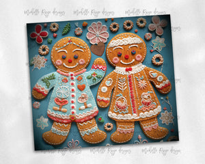 Gingerbread Cookie Couple Embroidered Design