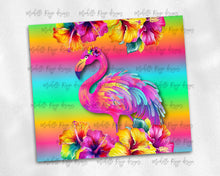 Load image into Gallery viewer, Bright Neon flamingo and hibiscus