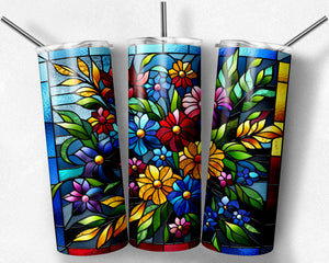 Stained Glass Bright Flowers