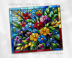 Stained Glass Bright Flowers