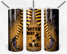Load image into Gallery viewer, Witch Way to the Wine Halloween Witch Tumbler Design
