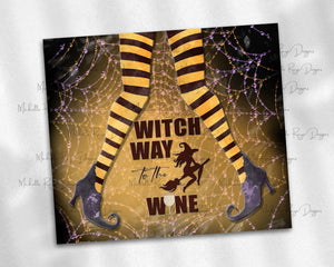 Witch Way to the Wine Halloween Witch Tumbler Design